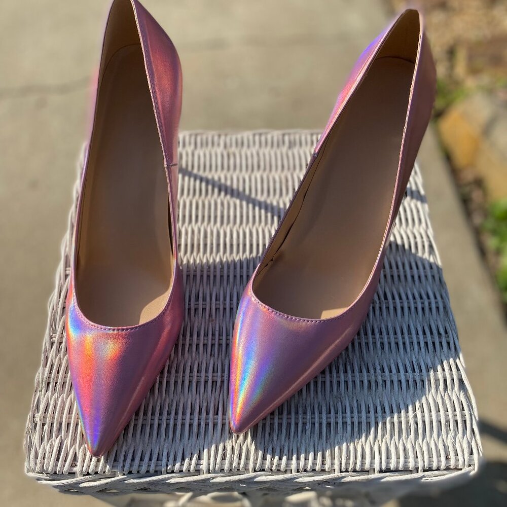 Pink Matte Finish Iridescent Pumps
